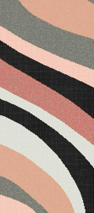 Mosaic tile Bisazza Wears Emilio Pucci by Bisazza, Glass, 129.1x290.5 cm, Surface Finish glossy, Effect fabric, Color multicolor, Style designer